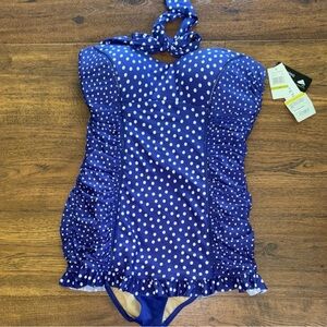 Jantzen Electric Indigo Polka Dot Pinup Swimsuit